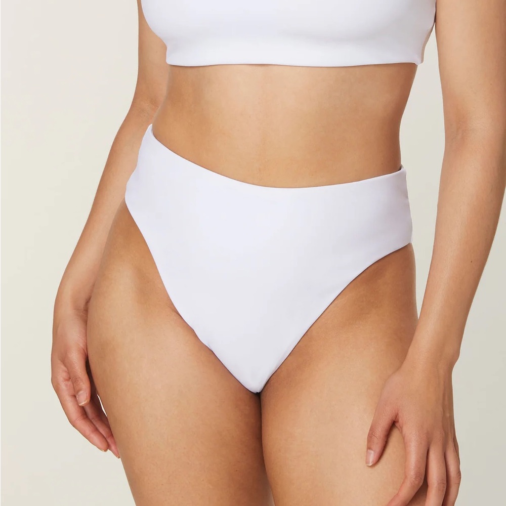 NWT Andie Swim The 90s High Waisted Swim Bottom White Size Small